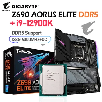 Gigabyte DDR5 Alaplap Kit i9 12900K CPU Meghatározott Z690 AORUS ELIT ATX Alaplap MAX-128G 6000MHz OC Intel Z690 Játék PCIe 5.0