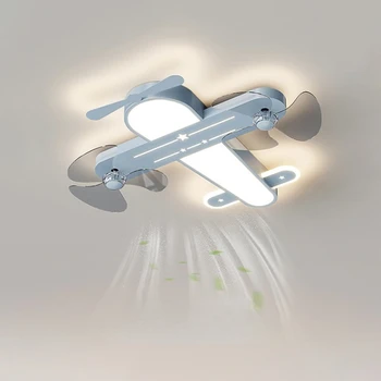 Gyerekszoba szemvédő Repülőgép Rajongó Lámpa, Háztartási Hálószoba Mennyezeti Lámpa Láthatatlan Mennyezeti Ventilátor Fények Integrált