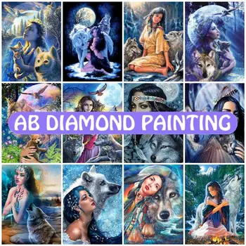 Gyémánt Hímzés 5D Meghatározott Farkas Nő Festmény, Portré Mozaik Hobbi, Illetve Kézimunka Hálószoba Dekoráció
