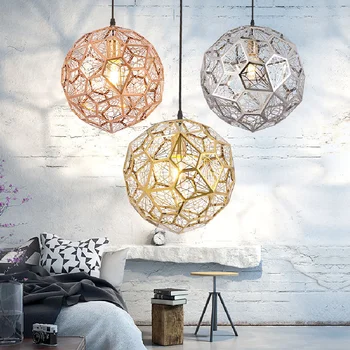 Gyémánt labdát, csillár hálószoba, nappali, étkező Skandináv metal geometriai sokoldalú kerek rozsdamentes acél lámpák