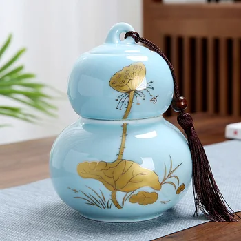 Gyönyörű Dupla-Rétegű Porcelán Tea Caddies a Szerencsés Tököt Tervezés, Ajándék Doboz Tea Szervező Tea Tároló Táska