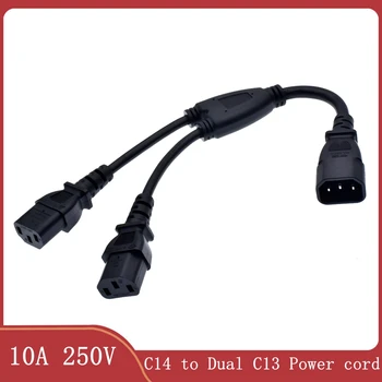 IEC 320 C14-Dual C13 tápkábel, Y-Típusú Splitter Rövid Power line kábelek,PDU kábelek, hosszabbító adapter, 30cm