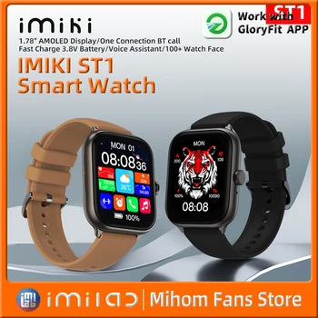 IMIKI ST1 Intelligens Karóra Férfi Női Bluetooth Hívás Smartwatch 1.78