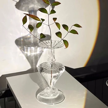 Ins Átlátszó Üveg Váza Északi Egyszerű Virág, Üveg Megállapodás Virág Vázák, Dísztárgyak, Nappali Asztali Dekoráció