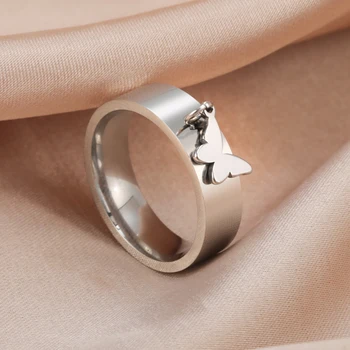 Jeshayuan Rozsdamentes Acél Pillangó Medál Gyűrű Női Divatos Gyűrű Rozsdamentes Acél Ékszerek 2023 házassági Évforduló Ajándék