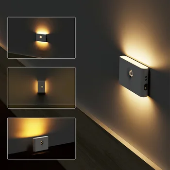 Kapcsolat Mozgásérzékelő Éjszakai Fény Újratölthető, Vezeték nélküli Mágneses Indukciós LED Fali Lámpa