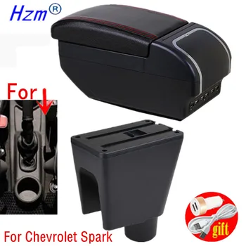 Karfa doboz Chevrolet Spark III. avro Forgatható PU Bőr Központi raktár Tartalom doboz, USB Interfész, Autó tartozékok