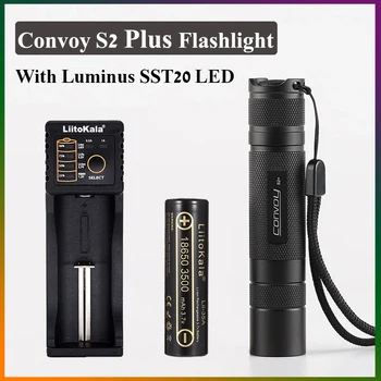 Konvoj S2 Plus Luminus SST20 LED-es Zseblámpa, DTP Réz Lemez 7135*8 Firmware Az Outdoor Kemping Túrázás Fáklya Lámpás