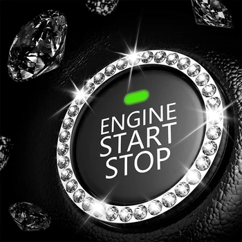 Kristály Strassz-Autó Bling Matrica Gyűrű Jelkép Auto Start Motor Gyújtási Gombot Kulcs Gombok az Autó Belső Dekoráció