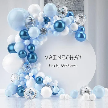 Kék Lufit Garland Arch Kit Esküvő, Születésnap Ballon 1. Egy Éves Szülinapi Party Dekoráció Gyerekek Baba Zuhany Fiú Latex Baloon