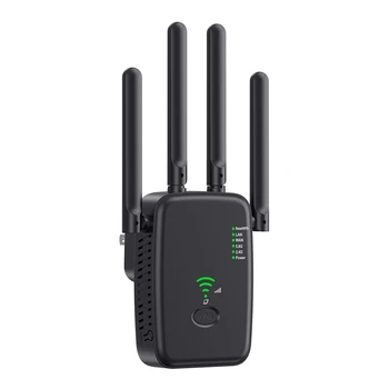 Kétsávos, 2,4 Ghz/5 ghz-es WiFi Jel Erősítő Repeater WiFi Extender Hálózati Router, 4 Külső Antennák a Home Hotel