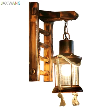 Kínai Stílusú Ipari Kreatív Vintage Bambusz Fali Lámpa Nappali Hálószoba Kávézó Otthon Antik Fali Lámpa Beltéri Világítás