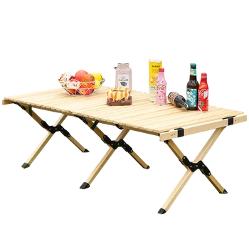 Kültéri Egg Roll Táblázat Kemping Piknik Fa Asztal Összecsukható Önálló vezetés Túra Asztal