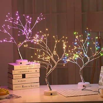 LED-es Éjszakai Fény Mini karácsonyfa asztali Lámpa Garland Tündér String Fény Gyerek Ajándékot, Otthon Beltéri Szoba Dekoráció Karácsonyi Dekoráció