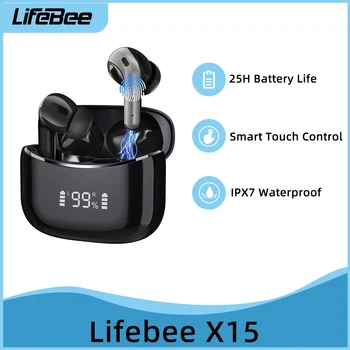 LIFEBEE X15 Vezeték nélküli Fülhallgató, Vízálló TWS Sztereó Fülhallgatót Bluetooth Fejhallgató Mikrofon, Digitális LED Kijelző Okostelefon