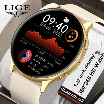 LIGE HD Képernyő Intelligens Karóra Női Hőmérséklet Monitor, Bluetooth Hívás AI hang asszisztens Mulit-sport, Fitness Férfi Hölgy Smartwatch