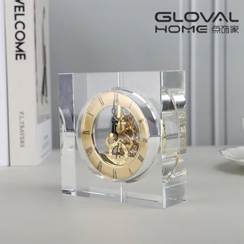 Luxus kristály asztali óra Modern, egyszerű kristály gép óra nézni kreatív otthon K9 kristály kézműves ajándék retro óra