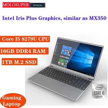 MOLOSUPER 15.6 inch Intel Core i5 8279U Laptop 16GB RAM SSD Fém Gaming Notebook PC Ujjlenyomat Kinyit Windows 11/10 Comput