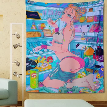 Manga Lány Gobelin Hippi Fali Dekor Esztétikai Room Decor Esztétika Boho Home Decor Gobelin Falra Anime Szoba Dekoráció