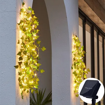 Mesterséges Levél, Virág Napenergia Tündér Led Garland Karácsonyi Dekoráció az Otthoni Ünnepi Fa Kerti Lámpák Esküvői Dekoráció