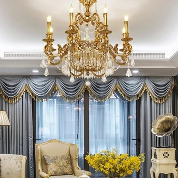 Minden-Réz Csillár Villa Nappali Luxus Hangulatot Hálószoba, Étkező Eredeti Retro Design Lámpák