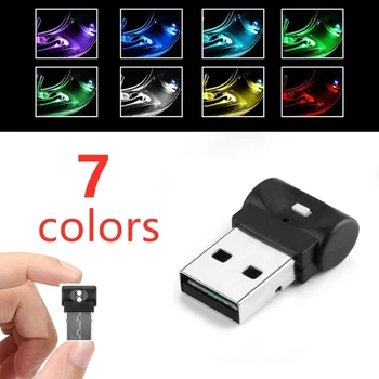 Mini USB LED RGB Környezeti Fény, 7 Szín, Automatikus Belső Lámpa Autó, Laptop Billentyűzet Légkör Okos Este Lámpa M19 22 Hajó
