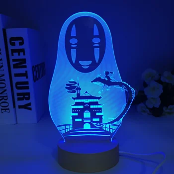 Miyazaki mély kék tengeren Anime 3D-s LED Lámpa chihiro szellemországban Arc nélküli Ember Figurák Dekorációs Fa, Akril Színek Éjszakai Fény Ajándék
