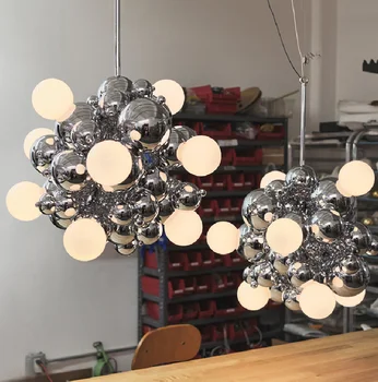 Modern Lámpák Chrome Buborék LED Medál Világos Étkező Szabálytalan Csiszolt Fekete Vas Lógó lámpa Nappali, Hálószoba Világítás