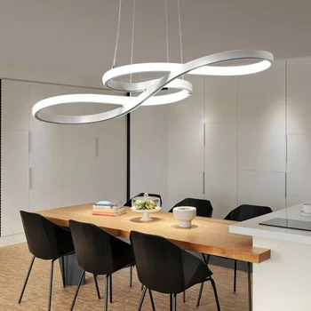 Modern Minimalista Mennyezetről Függő Lámpa Konyha Nappali Étkező Dekorációs Stílus Lámpa LED Zene Fehér Lámpatest
