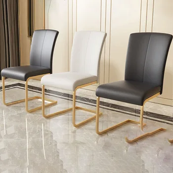 Modern luxus étkező, szék, Étkező asztal szék Arany modern, egyszerű háztartási étterem Divat háttámla Kreatív bőr szék