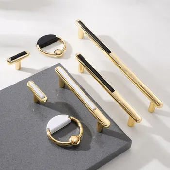 Modern minimalista fény luxus cink ötvözet, fekete arany fiókos szekrény kezelni szekrény kilincs bútor hardver tartozékok