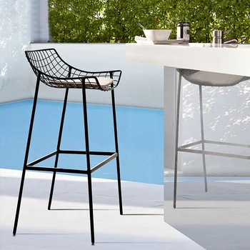 Modern stílusú kültéri alumínium ötvözet bár szék, kerti étterem, bár, kávézó-bár magas széklet kombinált bútorok