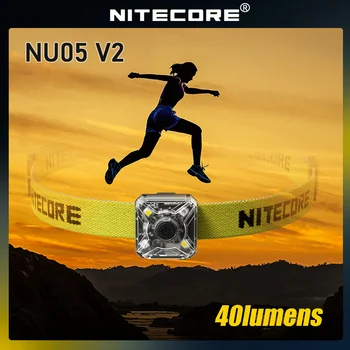 NITECORE NU05 V2 Fényszóró Ultra Könnyű 40Lumens USB-C az Újratölthető Lámpa 4 Led fényszóró Beépített akkumulátor Head Zseblámpa