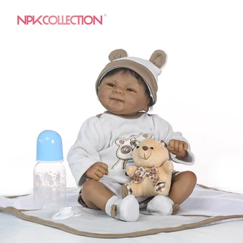 NPKCOLLECTION élethű boneca újjá puha szilikon igazi szilikon reborn baba babák fekete bebe forró játékok Karácsonyi ajándék lányoknak