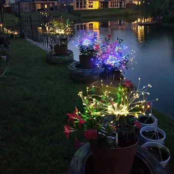 Napelemes Kerti Lámpák Kültéri Vízálló Napelemes Tűzijáték Tét Fények 120 LED Csillagszóró String Fény a kerti Út Dekoráció