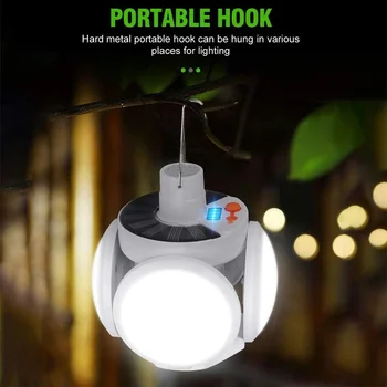 Napelemes LED Izzó Lámpa Lámpa Lámpa USB Újratölthető Éjszakai Fény Kerti Kemping Lámpa vészvilágítás Hordozható Reflektorok