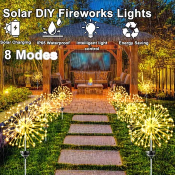 Napelemes LED-es Tűzijáték Tündér Lámpák Kültéri Vízálló Kerti Dekoráció Kerti Út Napelemes Lámpa