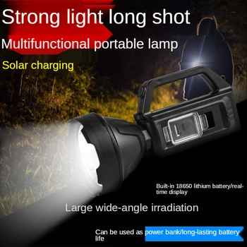 Napelemes Mini Lámpa Lámpa Erős Fény Szuper Fényes, Hosszú Lövés USB Újratölthető Szabadtéri Fényszóró Kemping