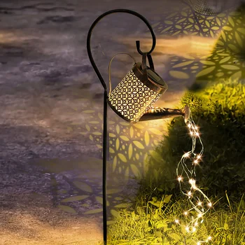 Napenergia locsolókanna Fény Lóg Vízesés Lámpa Vízálló Zuhanyzás Led Lámpás az Udvaron Kerti Világítás Dekoráció