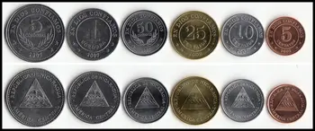 Nigaragua 6 állítsa be érmék Eredeti érme Gyűjtemény a Világ Tényleges, Valódi Érme, Pénz, Ajándék, menta