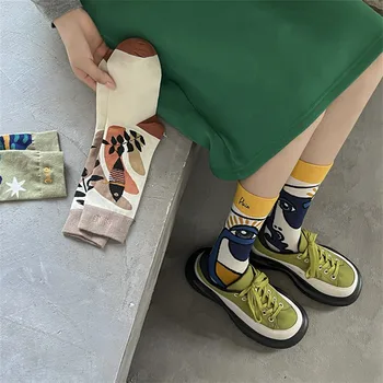 Női növekedés zokni anti-szag irodalmi pamut közép-cső diák zokni őszi külső viselni dagály ins színű, magas derék utca