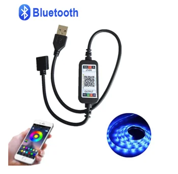 Okos, 5V-os USB-Bluetooth Vezérlő 4 tűs 5050 2835 RGB LED Szalag Lámpa 4 Tűs Csatlakozó, Telefon APP, ami irányíthatja Szalag TV Háttérvilágítás Dekoráció