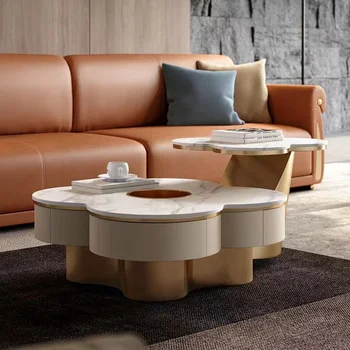 Olasz stílus fény extravagáns rockboard dohányzóasztal villa nappali kerek tea mini modern, egyszerű design