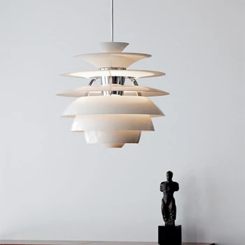 Posztmodern Fehér Alumínium Medál Lámpa Északi Kreatív fenyőtoboz LED Ebédlő Hálószoba, Nappali Dekor Lámpatest E27