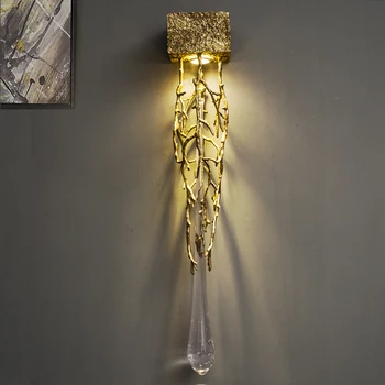 Posztmodern kreatív Réz kristály, fali lámpa folyosón háttér falon a lépcsőházban éjjeli nappali fali lámpa minta LED fali lámpa