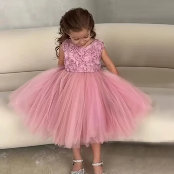 Princess Dress a Lányok Kisgyermek Gyerekek Szülinapi Keresztelő Ruha Tüll Szoknyában Kislány Party Jelmez, koszorúslány Ruha, Esküvői