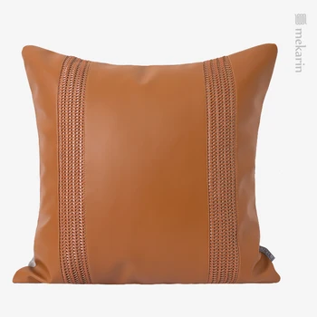Párnák lakberendezés narancs bőr szőtt dekoráció villa modell nappaliban kanapé párna párna négyzetes párna