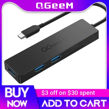 QGeeM USB-C-HUB USB 3.0 Adapter USB-HUB, USB C Típusú Splitter kártyaolvasó Macbook Pro Air M1 M2 Xiaomi Laptop SD Micro SD Port