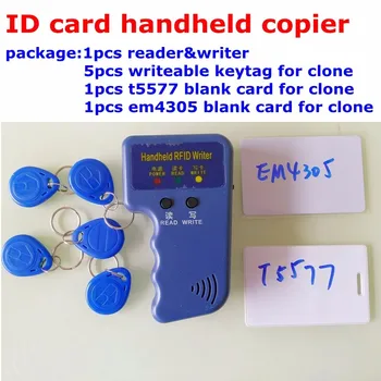 RFID 125khz ID EM4100 kézi hordozható Olvasó író klónozó fénymásoló programozó, klón másolás írható keytag t5577 em4305 kártya