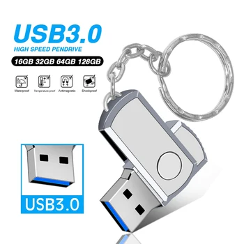 Rozsdamentes Acél USB 3.0 pendrive 128GB USB pendrive 16 GB 32 GB 64 gb-os Pendrive USB pendrive-Kulcstartó pendrive